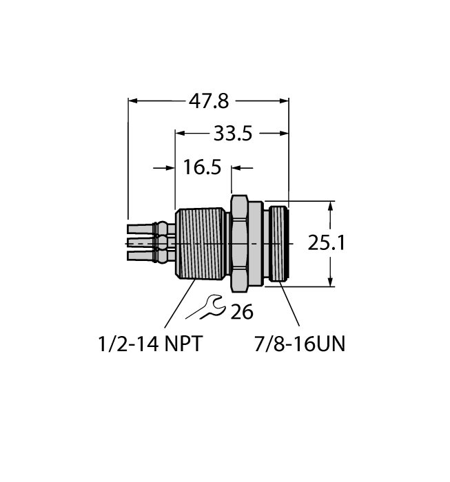 Turck 7/8" Receptacle; Male; 4-Pin; Front Mount; Solder Cup